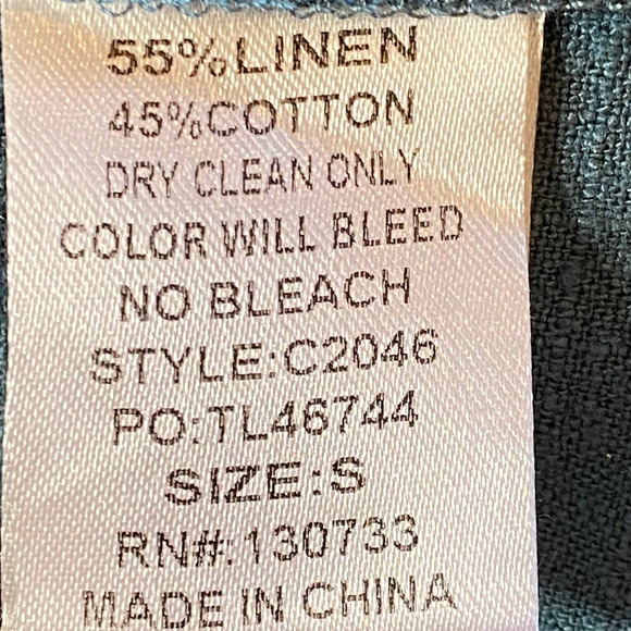 Umgee Blouse Womens Small Blue Linen Cotton Raw Edge Hem Ladies Tunic Top Hi Low - Picture 7 of 8